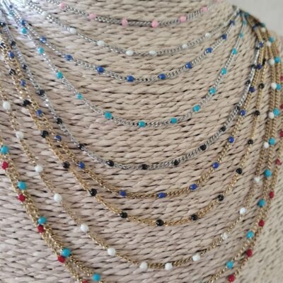 Collier Ras de Cou en Acier inoxydable et Résine Epoxy