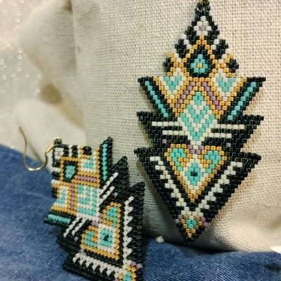 Boucles d'oreilles tissées main en perles de rocaille