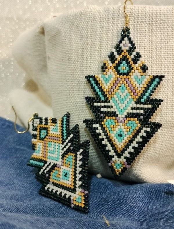 Boucles d'oreilles tissées main en perles de rocaille