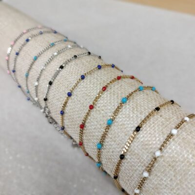 Bracelet en acier inoxydable et résine colorée