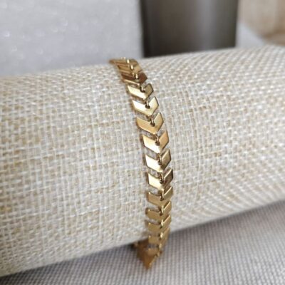 Bracelet en Acier Inoxydable Doré à Chevrons
