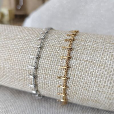 Bracelet en Acier Inoxydable Maille « Gourmette » avec des Barres