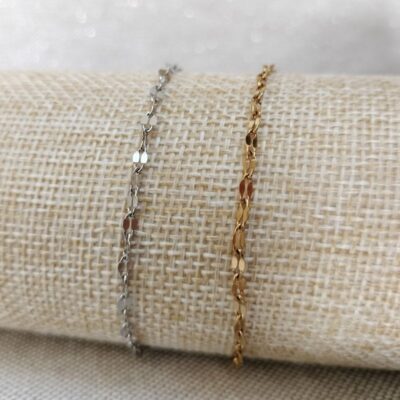 Bracelet en Acier Inoxydable maille forçat ovale écrasée