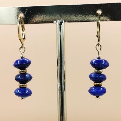Boucles d'oreilles rondelles Lapis-lazuli