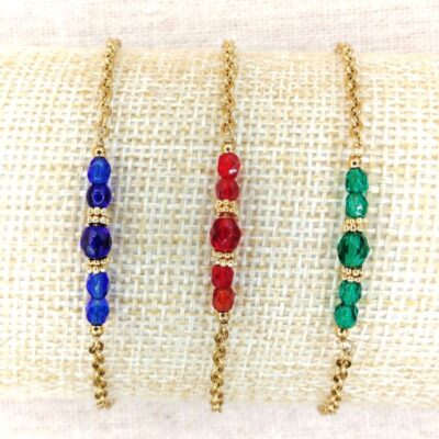 Bracelets Acier inoxydable perles en verre