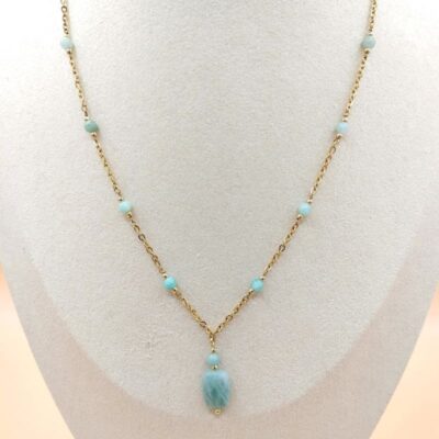 Collier Pendentif Perles amazonite